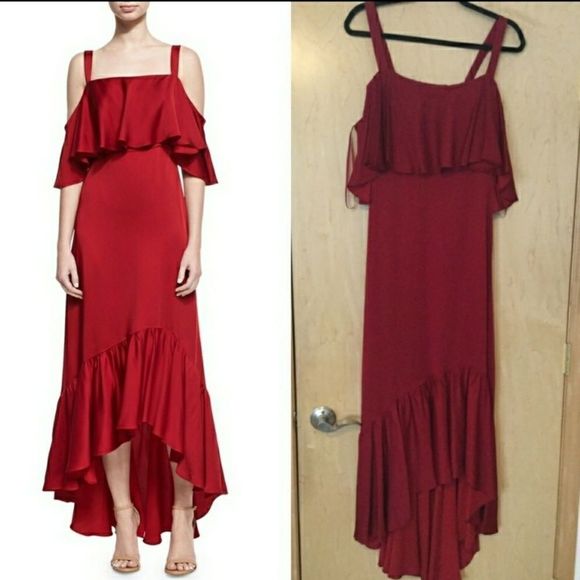 Jill Stuard Cold Shoulder Flounce Gown, Pimento - Picture 2 of 8